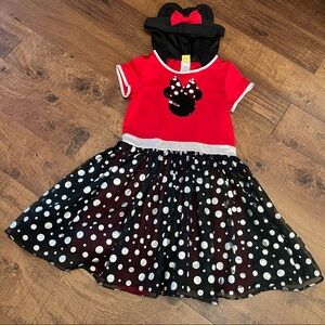 Disneys Minnie Mouse big girls dress XL extra large 14/16 hood flip sequin